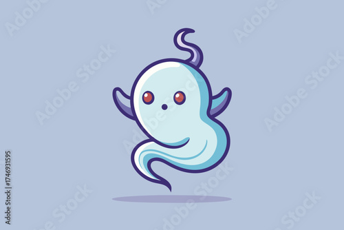 playful ghost with twisted tail floating gently