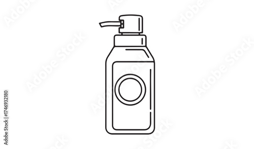 Cosmetic bottle isolated on white background line drawing