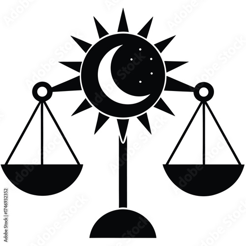 sun and moon balance vector icon