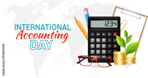 International accounting day poster. Accounting profession concept. Vector illustration for economic consulting and financial analysis.