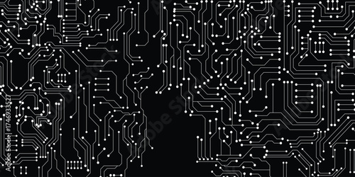 Electronic boards texture. Computer circuit board cpu chip surface energy network system stylized symbols garish vector illustrations