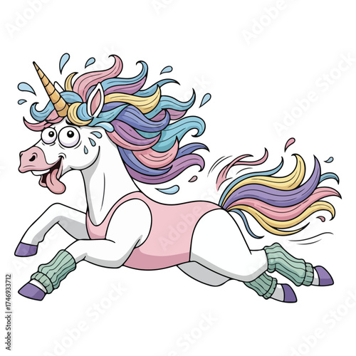 Cute Running Magical Unicorn Vector 