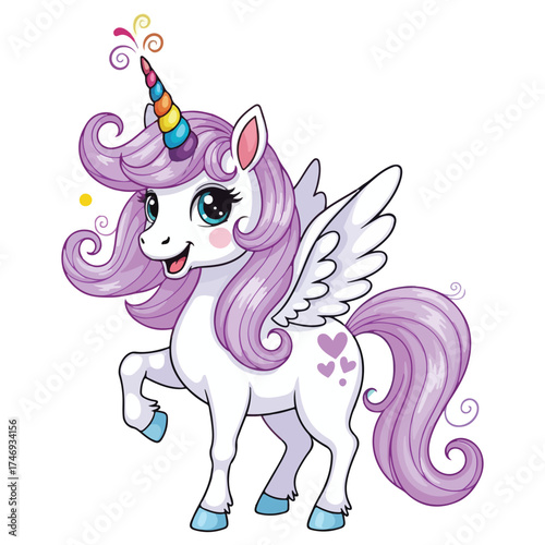 Cute Magical Unicorn Vector 