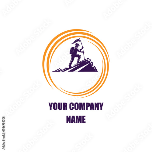 Mountain Climber Logo — Success, Leadership, and Achievement Symbol for Business Motivation