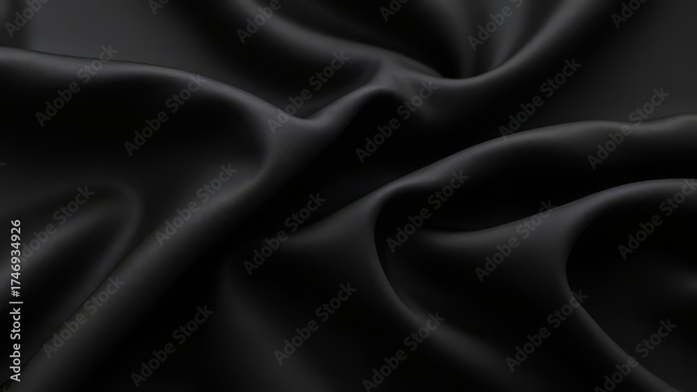 Fototapeta premium Wrinkled Black Silk Fabric Texture Background for Fashion Design