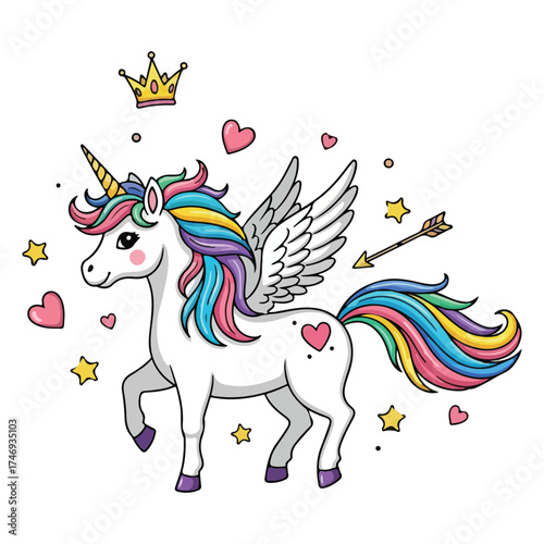 Cute Magical Unicorn Vector 
