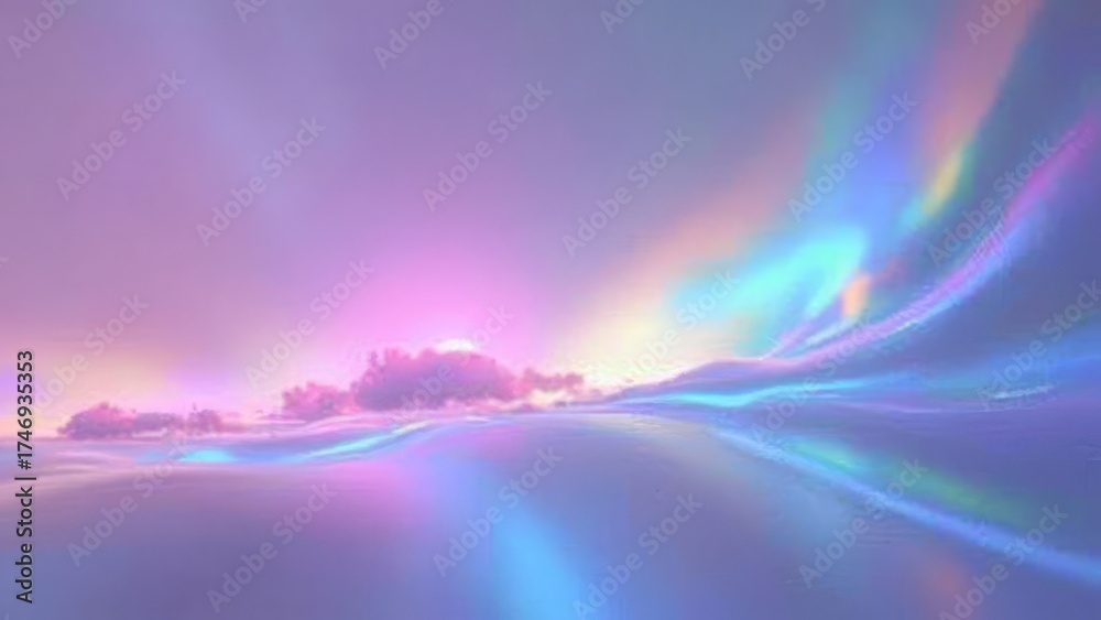 Fototapeta premium Dreamy Abstract Aurora Sky with Pastel Clouds and Iridescent Light