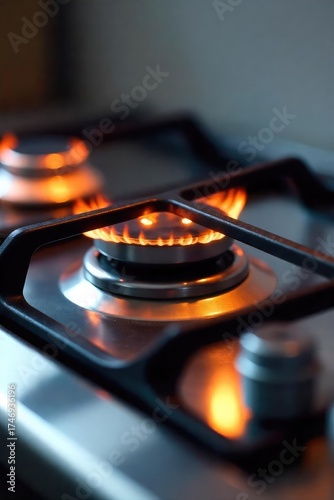 Gleaming Modern Gas Stovetop Ready for Cooking ? Clean Kitchen Design, Culinary Theme