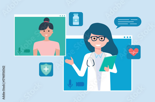 Telemedicine consultation. Doctor and patient connecting online for healthcare