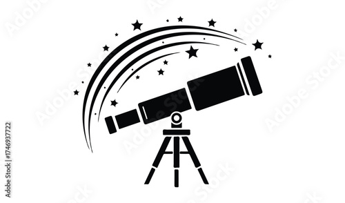 Telescope isolated on white background watching the stars