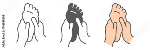 Foot massage icon, medical and healthcare, barefoot care sign, vector graphics, a linear pattern on a white background. editable stroke