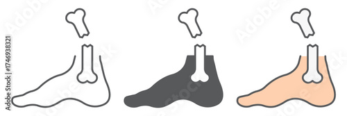 Foot broken icon, medical and healthcare, leg injury sign, vector graphics, a linear pattern on a white background. editable stroke