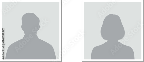 Male and female profile silhouette icons - Gray placeholder avatar set for user interface, app, and web design
