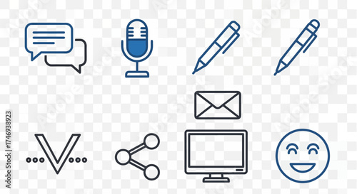 Collection of Modern Communication Icons for Digital Interaction and Messaging