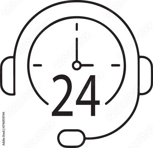 24 Hours Service Line Icon