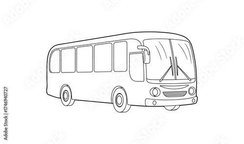 Bus line drawing isolated on white background illustration