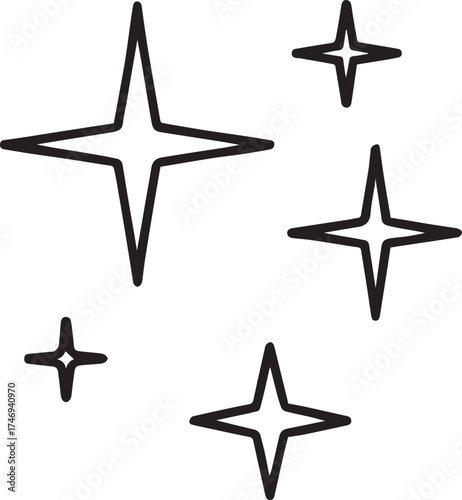 Shining Star Sparkle Line Icon