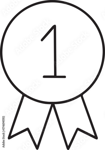 Number One Badge Outline Icon