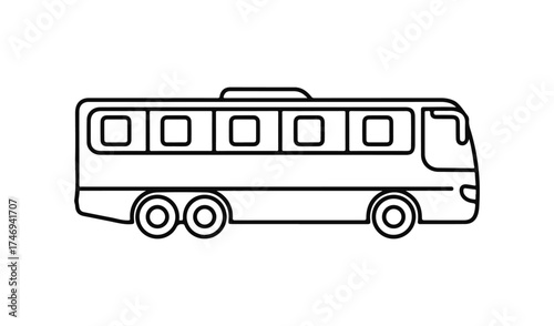 Simple outline drawing of a passenger bus on a white background