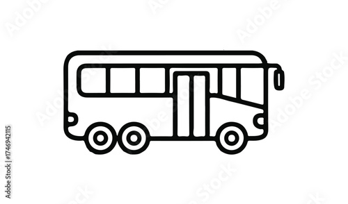 Simple line art icon of a bus on white background