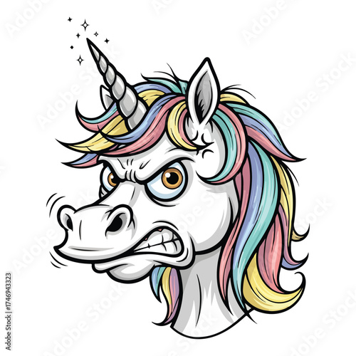 Wallpaper Mural Cute Magical Unicorn Funny Angry Head Vector  Torontodigital.ca