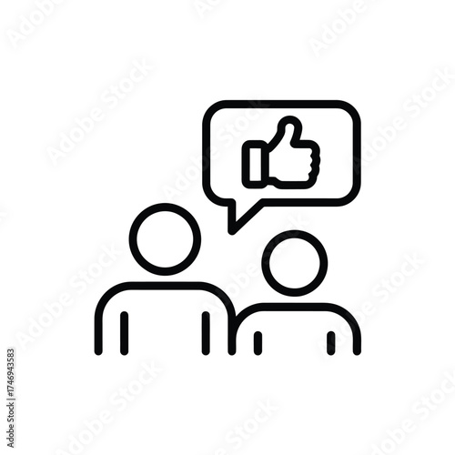 Two people with a thumbs up speech bubble icon