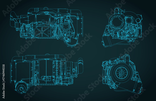 Aircraft gas turbine engine APU blueprints