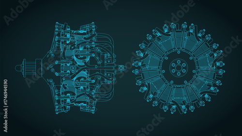 Aircraft radial engine blueprints