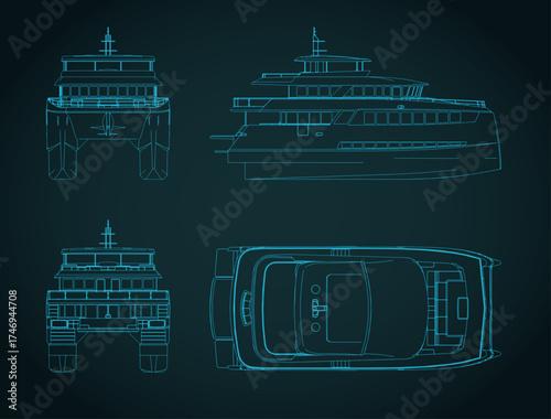 Large luxury catamaran blueprints