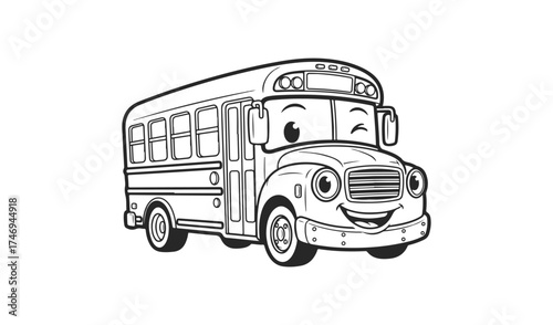 Cartoon school bus isolated on white background illustration