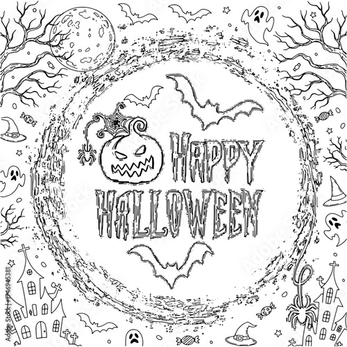 vector illustration of happy halloween background