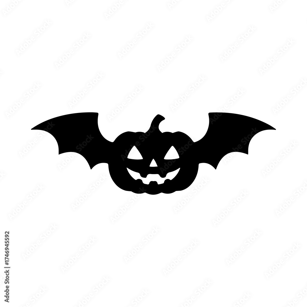 Fototapeta premium Spooky Halloween Bat Pumpkin Silhouette for Festive Celebrations and Designs Including Party Invitations Posters and Social Media Graphics with a Clean Minimalist Aesthetic