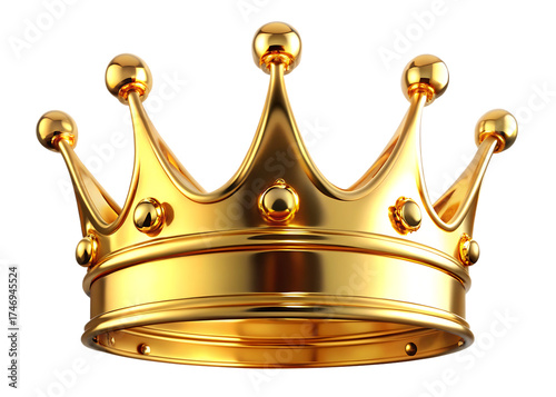 A regal golden crown with ornate detailing and pointed jewels sits majestically against a stark black background