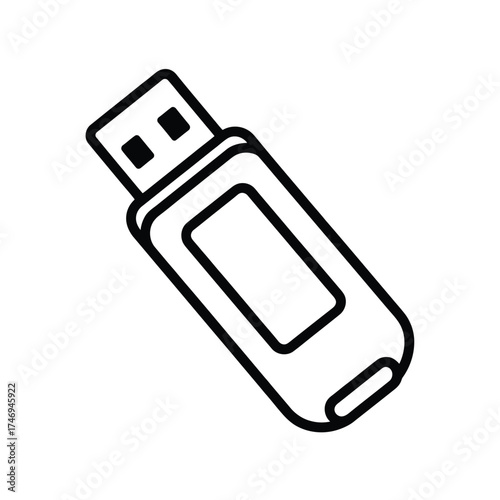 Simple hand drawn outline of a usb flash drive