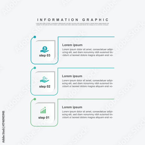 modern design template banner infographic. 3 step process information or presentation with icons