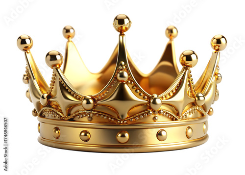 A regal golden crown adorned with ornate details symbolizing royalty and power on a black background