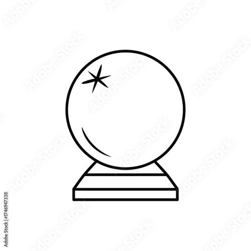 Simple line art illustration of a crystal ball on a pedestal