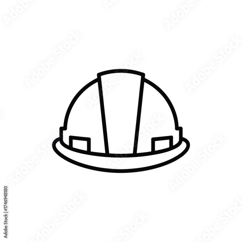 Simple line drawing of a hard hat for construction safety