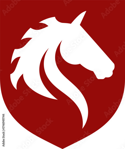 Title: Stallion Head on Shield Emblem

