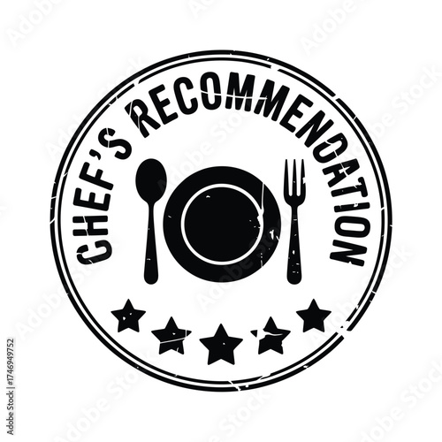 Chef s recommendation stamp with plate fork and spoon