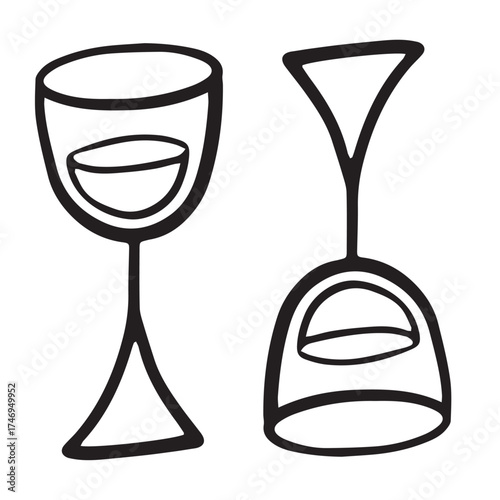 Wine and champagne glasses icon set for celebration and bar design