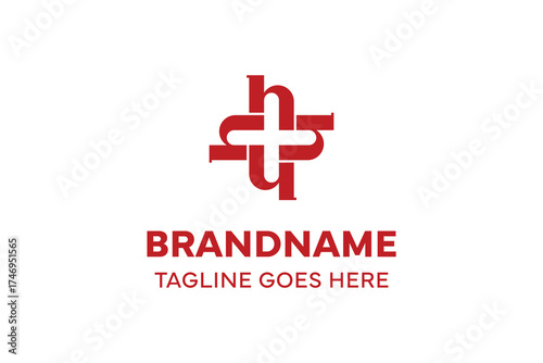 Letters HHHH Medical Cross Logo, symbolizing health, care, and professionalism