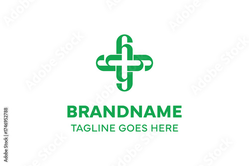 Letters YYYY Medical Cross Logo, symbolizing health, care, and professionalism