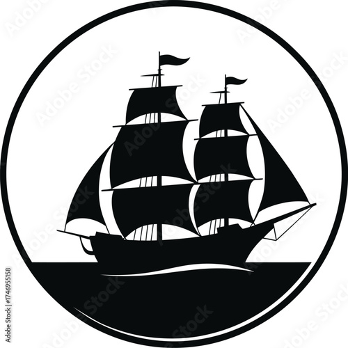  Tall Ship Sailing Emblem

