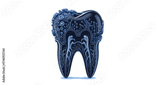 Intricate Blue Tooth Sculpture with Detailed Structures.