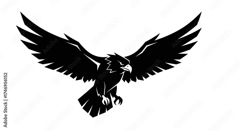 Obraz premium Majestic Eagle Soaring with Open Wings Silhouette.