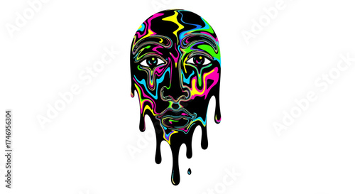 Melting Psychedelic Portrait A Vibrant Exploration of Identity.
