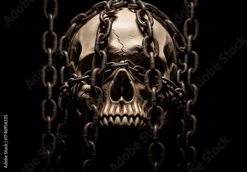 Skull with Chains – a skull wrapped in heavy metal chains.