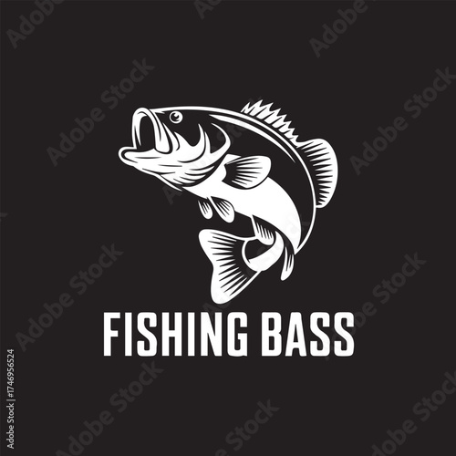 Leaping Bass Fish Chasing Lure Vector Silhouette