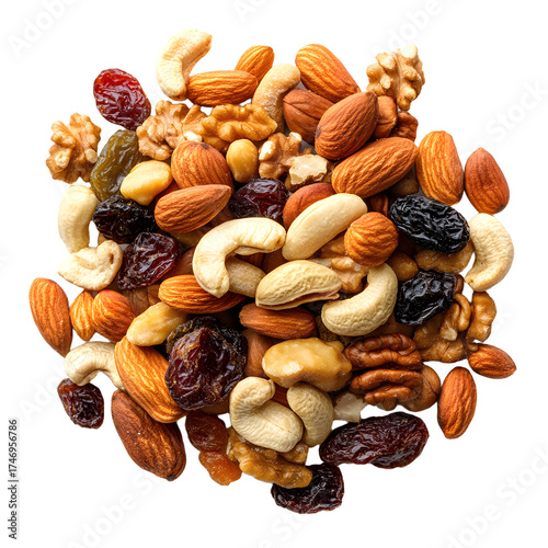 Nut and Dried Fruit Mix on White Background